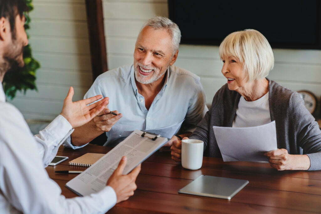 What Should I Say to the Insurance Adjuster After My Accident? Happy Aged Couple Consulting With Insurance Agent 2022 06 21 17 44 33 Utc 1024x683