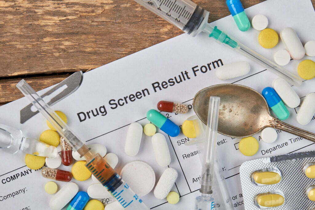 How Does Drug Addiction Affect Social Security? Drug Screen Result Form Syringes Pills 2021 08 31 23 44 20 Utc 1024x683