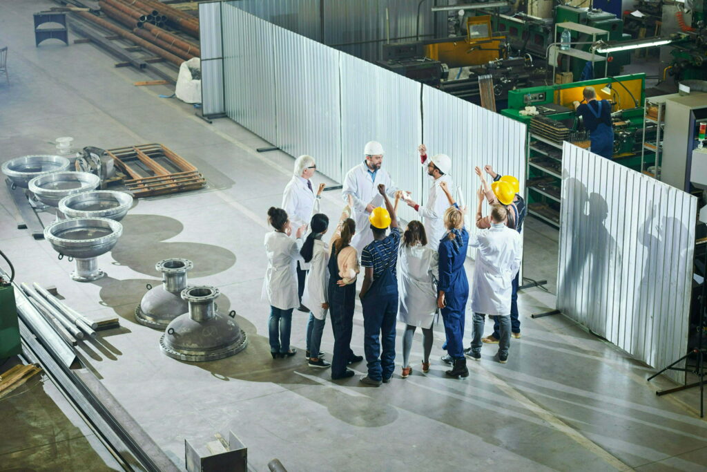 If You Work for a Big Business, Remember: Your Health Should Not Have a Price Tag. Factory Workers Meeting With Managers 2021 09 24 03 51 30 Utc 1024x683