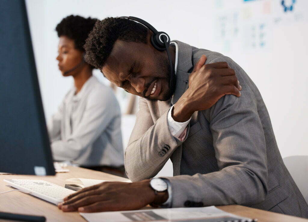 What Does it Mean to Settle on the Rating? Pain Injury And Hurt Call Center Agent Holding Hi 2022 12 07 21 38 46 Utc 1024x738