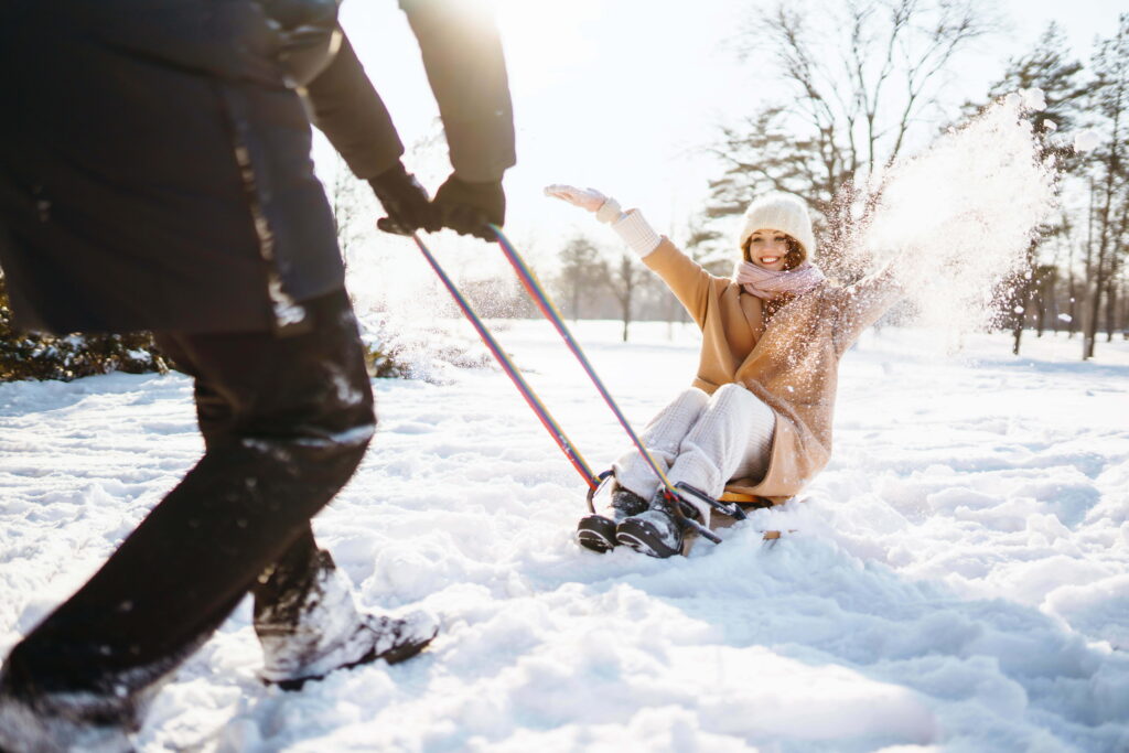 Be Careful When Driving in Winter Weather! Young Couple Having Fun And Rolls On A Sled In The 2022 11 26 02 05 43 Utc 1024x683