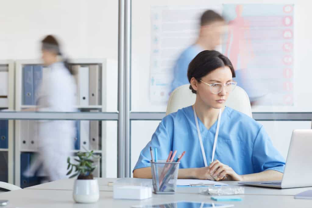Understanding Your Rights When You Have a Nurse Case Manager Young Female Nurse Using Computer 2021 09 24 04 07 49 Utc 1024x683